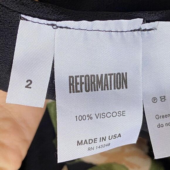 Reformation Gillian Venus Midi  Black Dress Floral Long Sleeve Size 2 - Picture 9 of 12